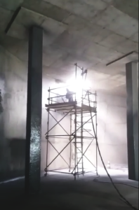 Reservatório de Água em processo de aplicação de revestimento protetivo em poliureia Marema Coatings